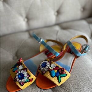 Dolce & Gabbana Yellow and Blue Sandals Vibrant Summer Style
